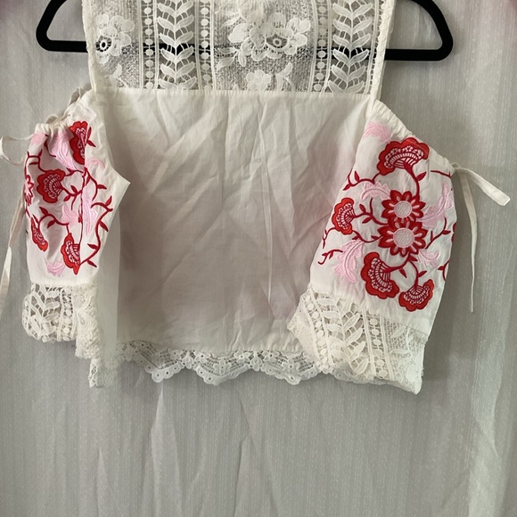 Morning Crop top Small Embroidered Lace Boho Cottagecore - Picture 5 of 7